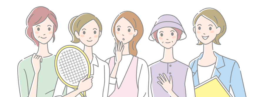 女性5人のイラスト