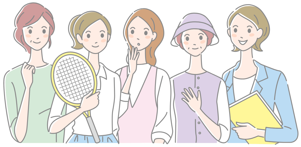 女性5人のイラスト